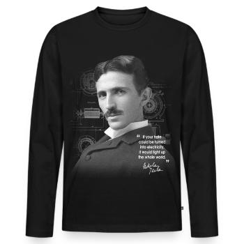 Nikola Teslà, Erfinder, Ingenieurwissenschaften, Ingenieurwissenschaften - Männer Premium Bio Langarmshirt - Schwarz - Vorne - Nico (187cm)