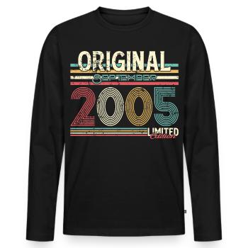 September 2005 Limitierte Original Grafik - Männer Premium Bio Langarmshirt - Schwarz - Vorne - Nico (187cm)