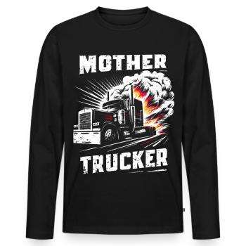 Mother Trucker Firetruck Illustration Truck Driver - Men's Premium Organic Long Sleeve Shirt - black - Front - Nico (187cm)