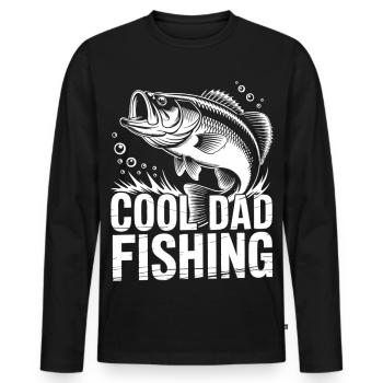 Cool Dad Fishing Angel Fishtank Design - Men's Premium Organic Long Sleeve Shirt - black - Front - Nico (187cm)