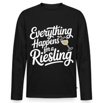Wine Wine Drinker Everything Happens For A Riesling - Men's Premium Organic Long Sleeve Shirt - black - Front - Nico (187cm)