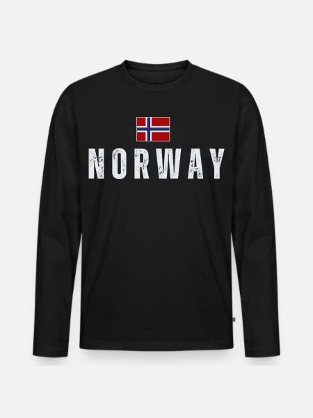 Norwegian flag, Norwegian patriot - Men's Premium Organic Long Sleeve Shirt - black