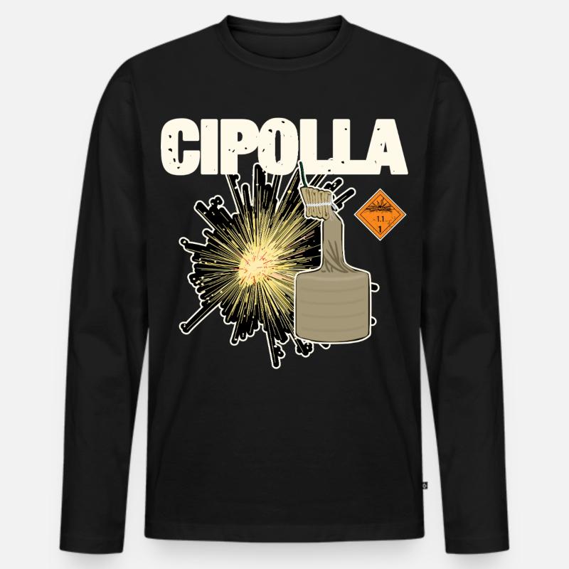 Cipolla Pyro - Männer Premium Bio Langarmshirt - Schwarz