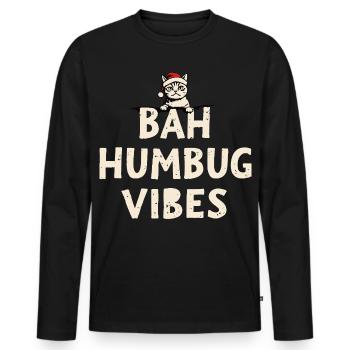 Bah Humbug Vibes Cat Santa - Men's Premium Organic Long Sleeve Shirt - black - Front - Nico (187cm)