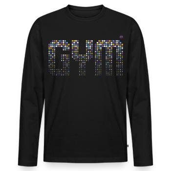 GYM - Workout mit Stil im Fitnessstudio-Design - Männer Premium Bio Langarmshirt - Schwarz - Vorne - Nico (187cm)