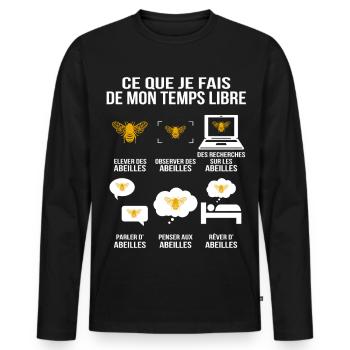 What I do in my free time Passion bees - Men's Premium Organic Long Sleeve Shirt - black - Front - Nico (187cm)