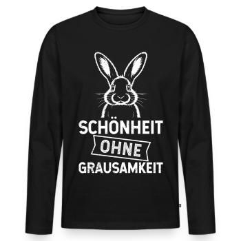 Animal testing BEAUTY WITHOUT CRUELTY - Men's Premium Organic Long Sleeve Shirt - black - Front - Nico (187cm)