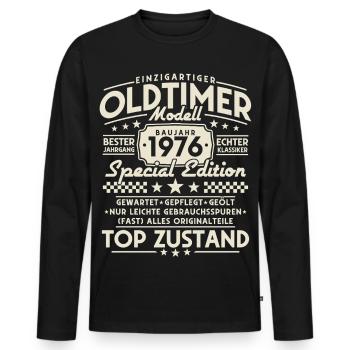 Oldtimer 1976 Jahrgang Vintage Retro Geburtstag - Männer Premium Bio Langarmshirt - Schwarz - Vorne - Nico (187cm)