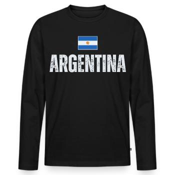 Fierté argentine, j’adore l’Argentine - T-shirt manches longues Premium bio Homme - noir - Devant - Nico (187cm)