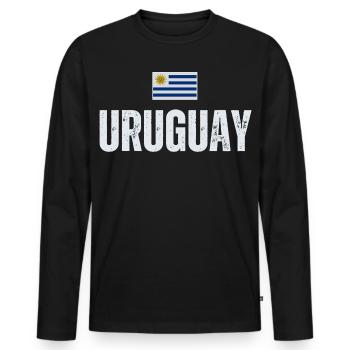 J'aime l'Uruguay, fabriqué en Uruguay - T-shirt manches longues Premium bio Homme - noir - Devant - Nico (187cm)