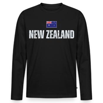 Drapeau de la Nouvelle-Zélande, fierté de la Nouvelle-Zélande - T-shirt manches longues Premium bio Homme - noir - Devant - Nico (187cm)