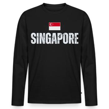 J'aime Singapour, la fierté singapourienne - T-shirt manches longues Premium bio Homme - noir - Devant - Nico (187cm)