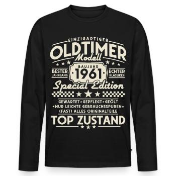 Vintage 1961 Vintage Vintage Rétro Anniversaire - T-shirt manches longues Premium bio Homme - noir - Devant - Nico (187cm)