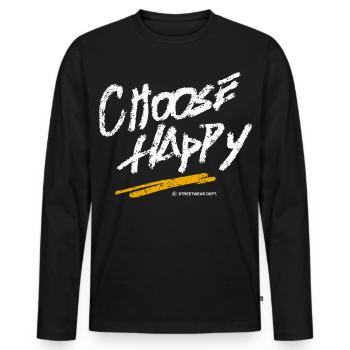 choose_happy_motivation_motivational - Männer Premium Bio Langarmshirt - Schwarz - Vorne - Nico (187cm)