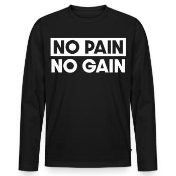 Ohne Fleiß kein Preis - Männer Premium Bio Langarmshirt - Schwarz - Vorne - Nico (187cm)