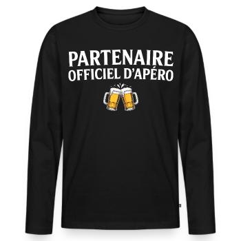 Duo Offizieller Partner Apéro Paar Humor Apéro - Männer Premium Bio Langarmshirt - Schwarz - Vorne - Nico (187cm)