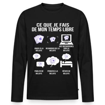 What I do in my free time Belote player - Men's Premium Organic Long Sleeve Shirt - black - Front - Nico (187cm)