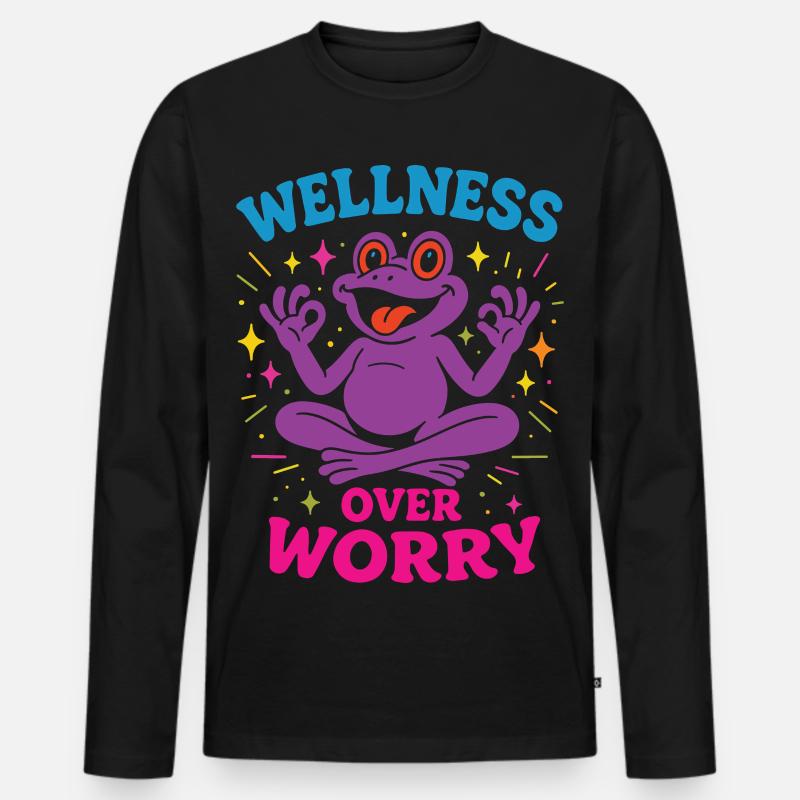 Wellness Over Worry Achtsamkeits-affirmation - Männer Premium Bio Langarmshirt - Schwarz