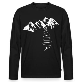 Cadeau Skieur De Haute Montagne Alpes Pyrenées - T-shirt manches longues Premium bio Homme - noir - Devant - Nico (187cm)
