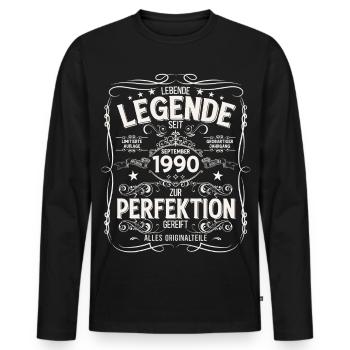 35e anniversaire Millésime Septembre Année 1990 - T-shirt manches longues Premium bio Homme - noir - Devant - Nico (187cm)