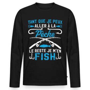 geh angeln, ich übernehme den Rest - Männer Premium Bio Langarmshirt - Schwarz - Vorne - Nico (187cm)