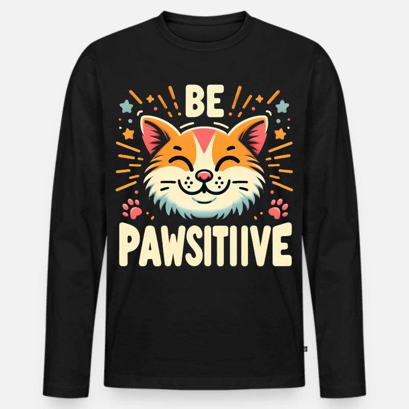 Be pawsitive süße Katze - Männer Premium Bio Langarmshirt - Schwarz