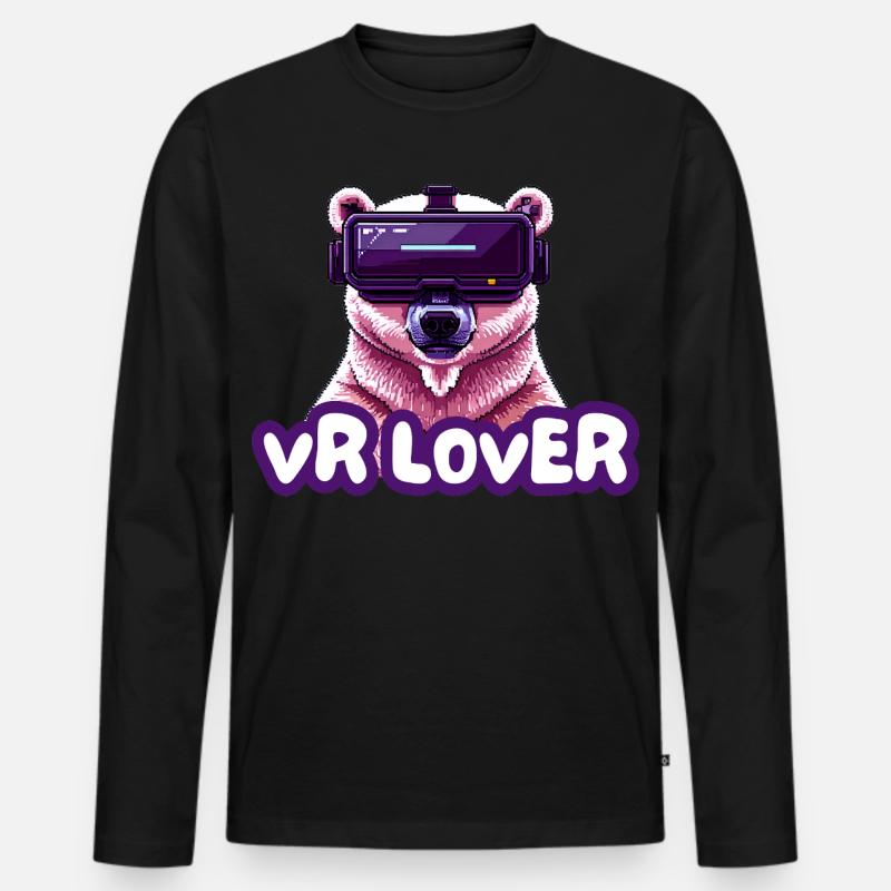 VR Bär mit Virtual Reality Brille - Männer Premium Bio Langarmshirt - Schwarz