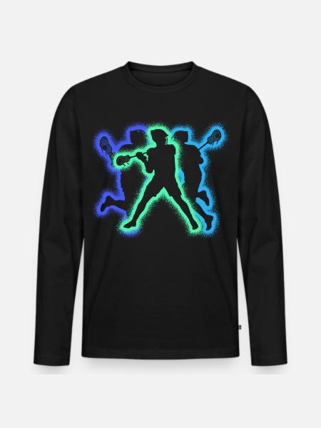 Lacrosse Player Silhouettes Men Lacrosse Boy - Men's Premium Organic Long Sleeve Shirt - black