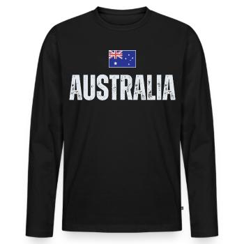 Flag Australia, j’adore l’Australie - T-shirt manches longues Premium bio Homme - noir - Devant - Nico (187cm)