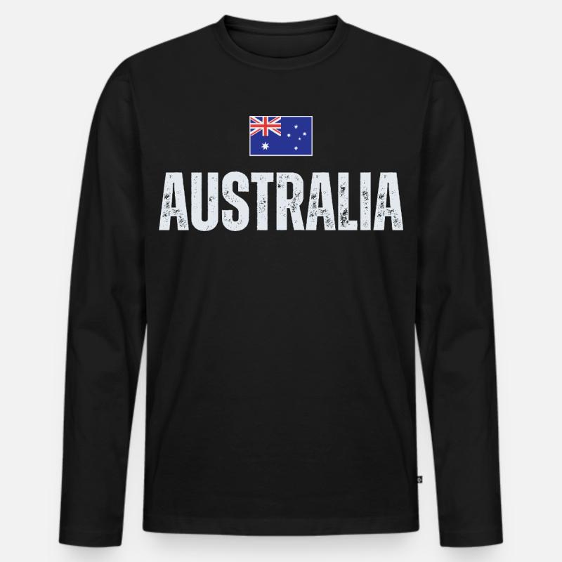 Flagge Australien, ich liebe Australien - Männer Premium Bio Langarmshirt - Schwarz