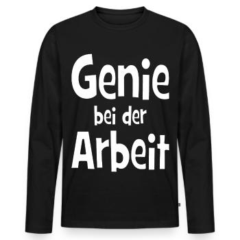Génie au travail - bureau - emploi - travail - T-shirt manches longues Premium bio Homme - noir - Devant - Nico (187cm)