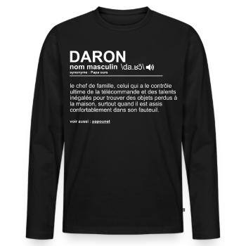 Papa Héros Du Quotidien Idée Cadeau Fête des pères - T-shirt manches longues Premium bio Homme - noir - Devant - Nico (187cm)