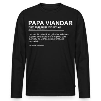 Father's Day Dad Barbecue - Men's Premium Organic Long Sleeve Shirt - black - Front - Nico (187cm)