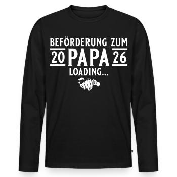 Papa 2026 chargement - Futur papa - T-shirt manches longues Premium bio Homme - noir - Devant - Nico (187cm)