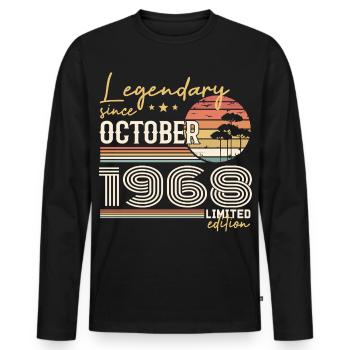 Oktober 1968 Geschenk - Genial seit Oktober 1968 - Männer Premium Bio Langarmshirt - Schwarz - Vorne - Nico (187cm)