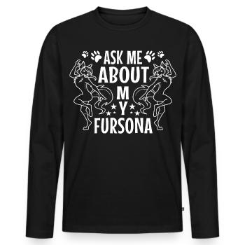 Posez-moi des questions sur mon Fursona - T-shirt manches longues Premium bio Homme - noir - Devant - Nico (187cm)