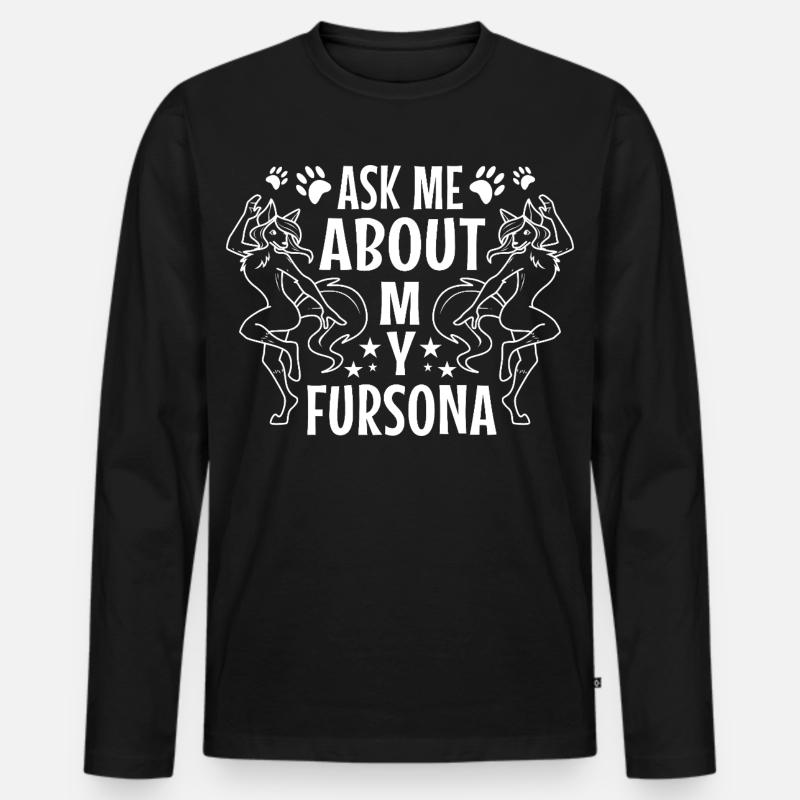 Ask me about my Fursona - Männer Premium Bio Langarmshirt - Schwarz