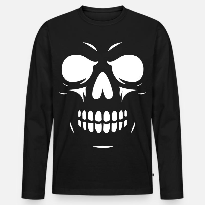 Skull Totenkopf - Männer Premium Bio Langarmshirt - Schwarz