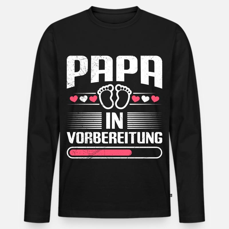 PAPA IN VORBEREITUNG Vaterschaft Lustiges - Männer Premium Bio Langarmshirt - Schwarz