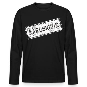 Karlsruhe - Men's Premium Organic Long Sleeve Shirt - black - Front - Nico (187cm)