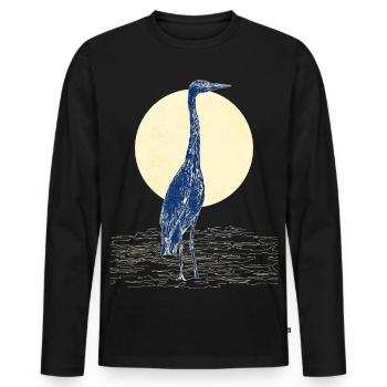HÉRON CENDRÉ - T-shirt manches longues Premium bio Homme - noir - Devant - Nico (187cm)