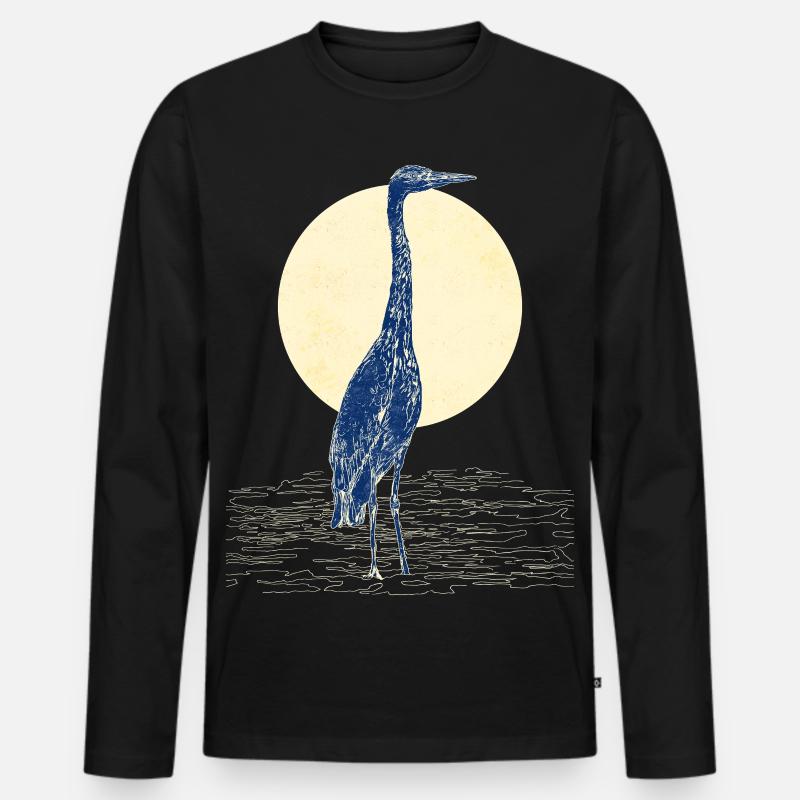 GRAUREIHER - Männer Premium Bio Langarmshirt - Schwarz