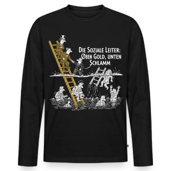 The Social Ladder - Men's Premium Organic Long Sleeve Shirt - black - Front - Nico (187cm)