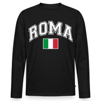 Drapeau de Rome, Rome, Italie - T-shirt manches longues Premium bio Homme - noir - Devant - Nico (187cm)