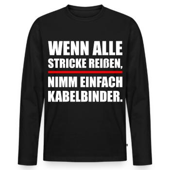 Dictons amusants d'artisans - T-shirt manches longues Premium bio Homme - noir - Devant - Nico (187cm)