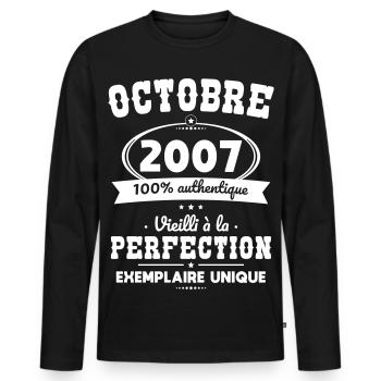 18th Birthday - October 2007 Perfection - Men's Premium Organic Long Sleeve Shirt - black - Front - Nico (187cm)