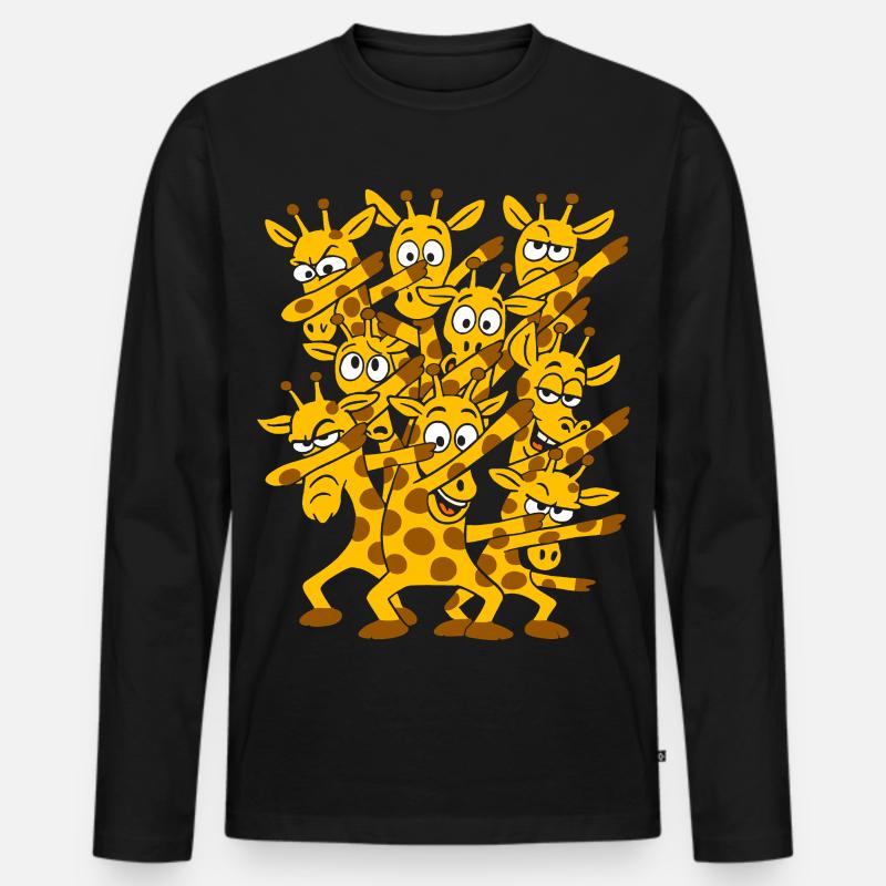 Dabbing Tanzende Giraffen - Männer Premium Bio Langarmshirt - Schwarz