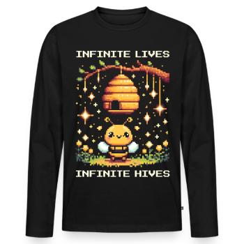 Endless lives – endless beehives | Beekeepers - Men's Premium Organic Long Sleeve Shirt - black - Front - Nico (187cm)