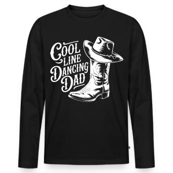 Casual Western Style Cowboy Dad Line Dance Design - Men's Premium Organic Long Sleeve Shirt - black - Front - Nico (187cm)