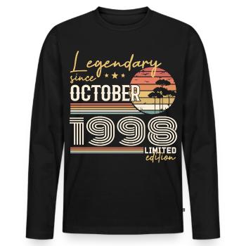 October 1998 Gift - Awesome Since October 1998 - Men's Premium Organic Long Sleeve Shirt - black - Front - Nico (187cm)